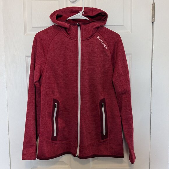 Ortovox Full Zip Hoodie Sweatshirt Wmns Large Red Pink Merino Inside Wool Blend - Picture 1 of 12